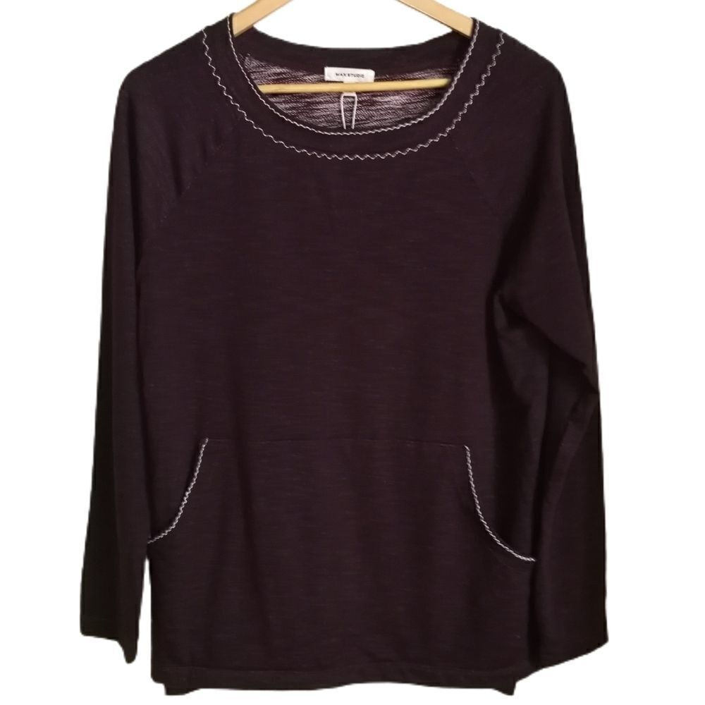 MAX STUDIO Stretchy Loungewear Soft Burgundy Long Sleeves Sweatshirt Small NWT